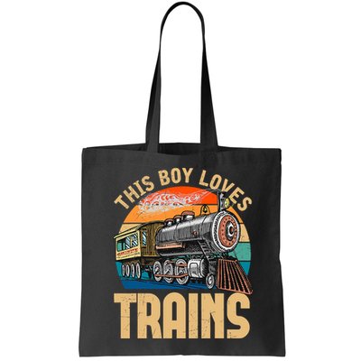 Vintage This Boy Loves Trains Train Railroad Lover Bag