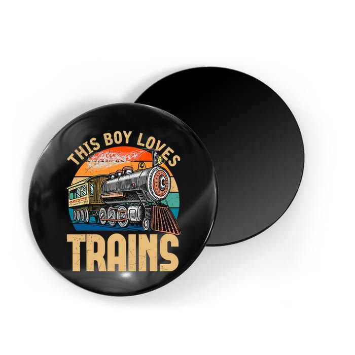 Vintage This Boy Loves Trains Train Railroad Lover Magnet