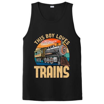 Vintage This Boy Loves Trains Train Railroad Lover PosiCharge Competitor Tank