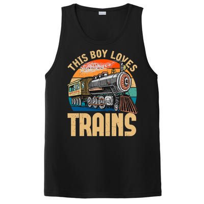 Vintage This Boy Loves Trains Train Railroad Lover PosiCharge Competitor Tank