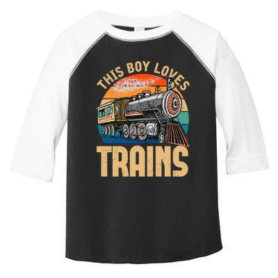 Vintage This Boy Loves Trains Train Railroad Lover Toddler Fine Jersey T-Shirt