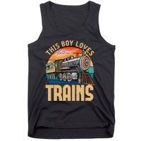 Vintage This Boy Loves Trains Train Railroad Lover Tank Top