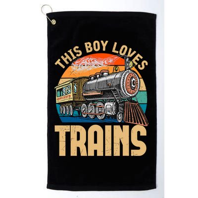 Vintage This Boy Loves Trains Train Railroad Lover Golf Towel