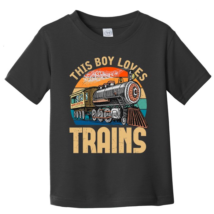 Vintage This Boy Loves Trains Train Railroad Lover Toddler T-Shirt