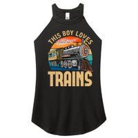 Vintage This Boy Loves Trains Train Railroad Lover Women's Perfect Tri Rocker Tank