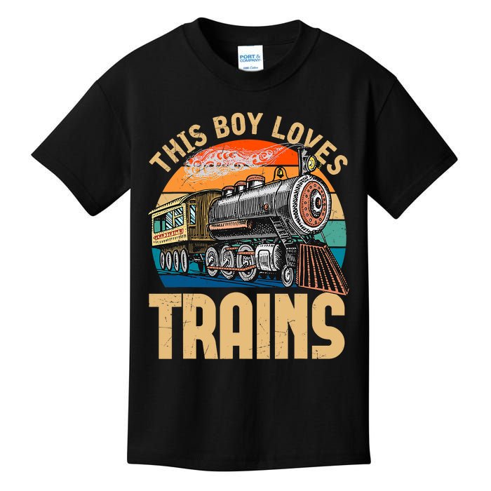 Vintage This Boy Loves Trains Train Railroad Lover Kids T-Shirt