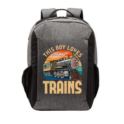 Vintage This Boy Loves Trains Train Railroad Lover Vector Backpack