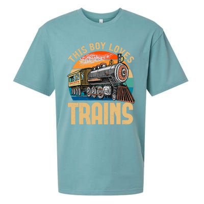 Vintage This Boy Loves Trains Train Railroad Lover Sueded Cloud Jersey T-Shirt