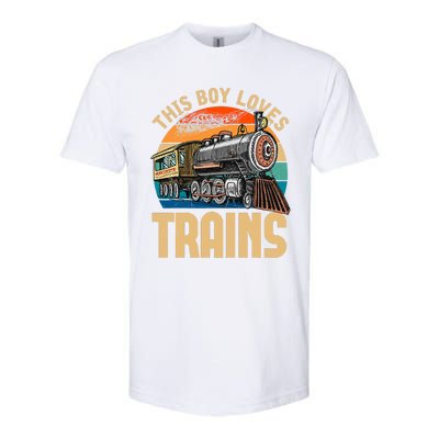 Vintage This Boy Loves Trains Train Railroad Lover Softstyle CVC T-Shirt