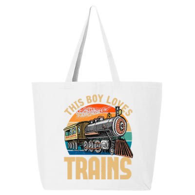 Vintage This Boy Loves Trains Train Railroad Lover 25L Jumbo Tote