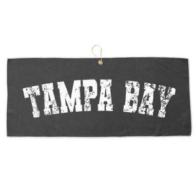 Vintage Tampa Bay Florida Distressed Bold White Text Apparel Large Microfiber Waffle Golf Towel