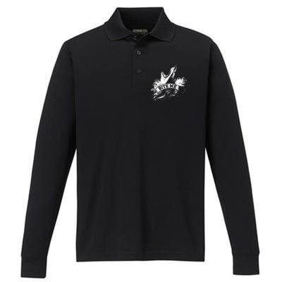 Vintage Tattoo Bite Me Shark Performance Long Sleeve Polo