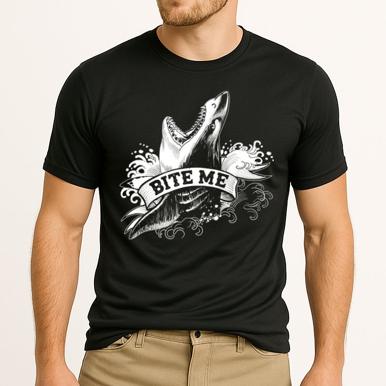 Vintage Tattoo Bite Me Shark Cooling Performance Crew T-Shirt