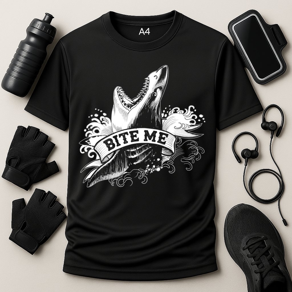 Vintage Tattoo Bite Me Shark Cooling Performance Crew T-Shirt