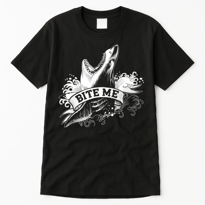 Vintage Tattoo Bite Me Shark Tall T-Shirt