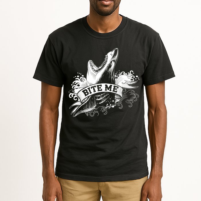 Vintage Tattoo Bite Me Shark Tall T-Shirt