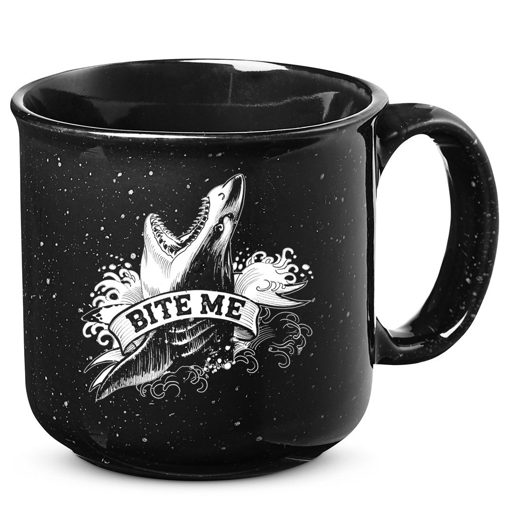 Vintage Tattoo Bite Me Shark 15oz Campfire Ceramic Mug