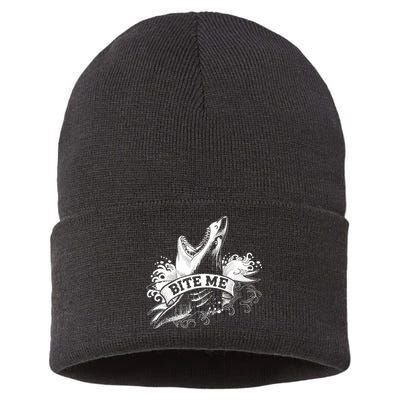 Vintage Tattoo Bite Me Shark Sustainable Knit Beanie