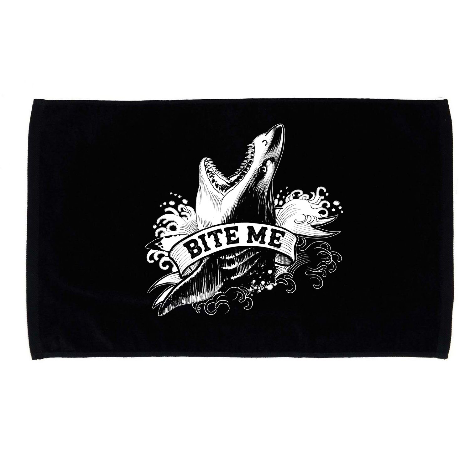 Vintage Tattoo Bite Me Shark Microfiber Hand Towel