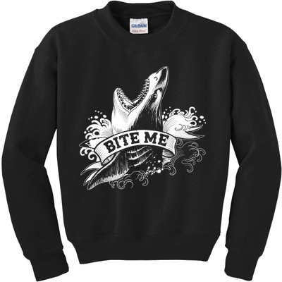 Vintage Tattoo Bite Me Shark Kids Sweatshirt