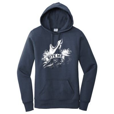 Vintage Tattoo Bite Me Shark Women's Pullover Hoodie