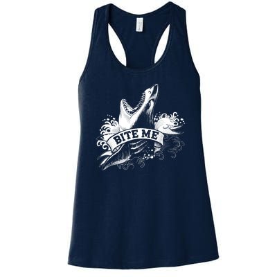 Vintage Tattoo Bite Me Shark Women's Racerback Tank