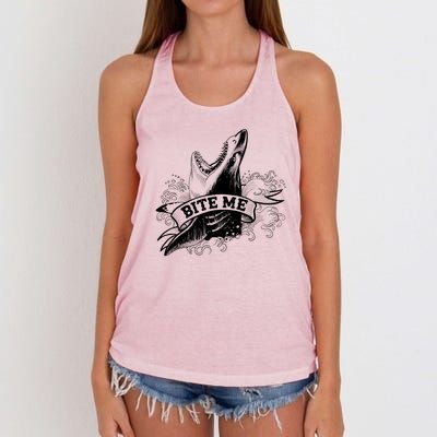 Vintage Tattoo Bite Me Shark Women's Knotted Racerback Tank