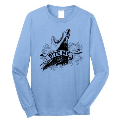 Vintage Tattoo Bite Me Shark Long Sleeve Shirt