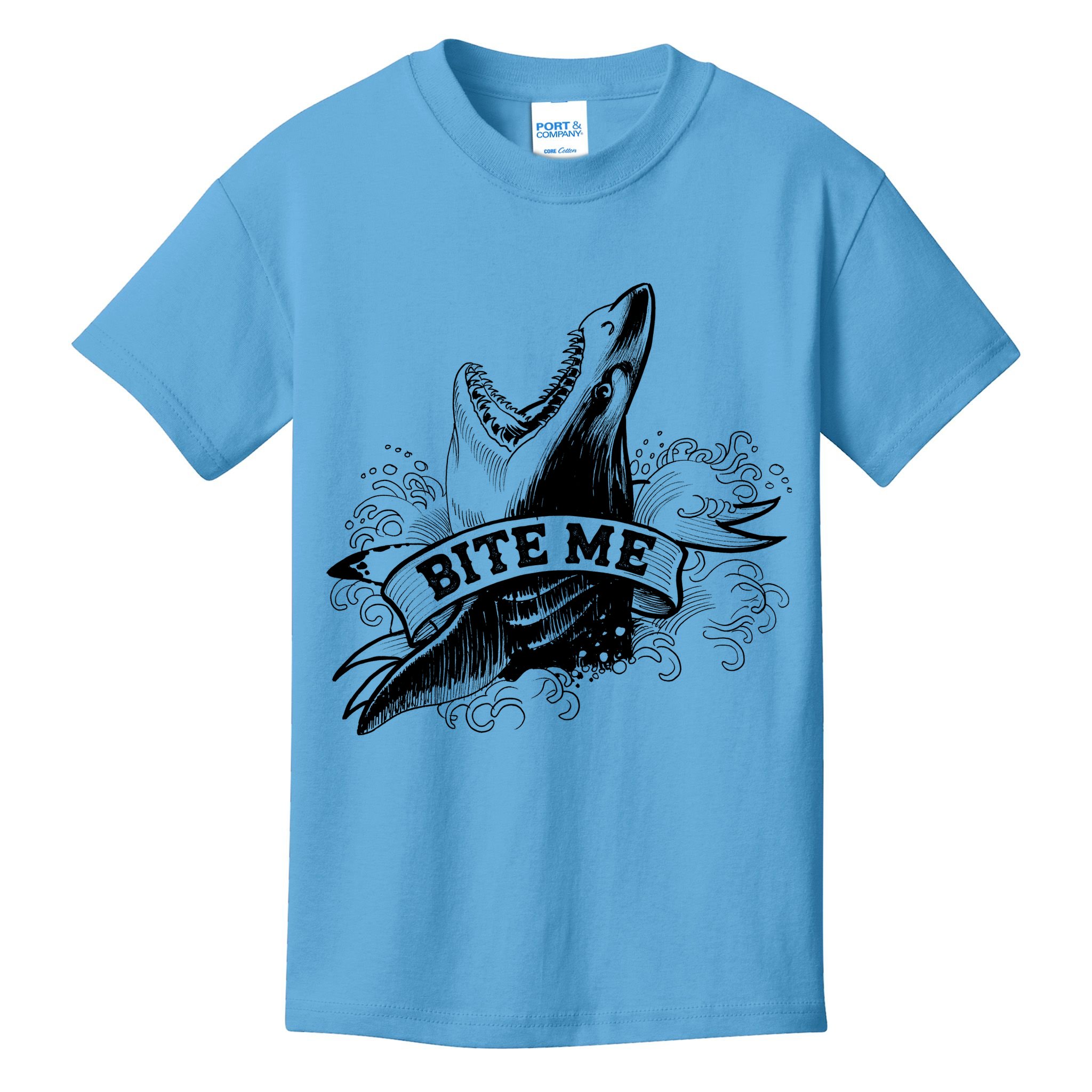 Vintage Tattoo Bite Me Shark Kids T-Shirt