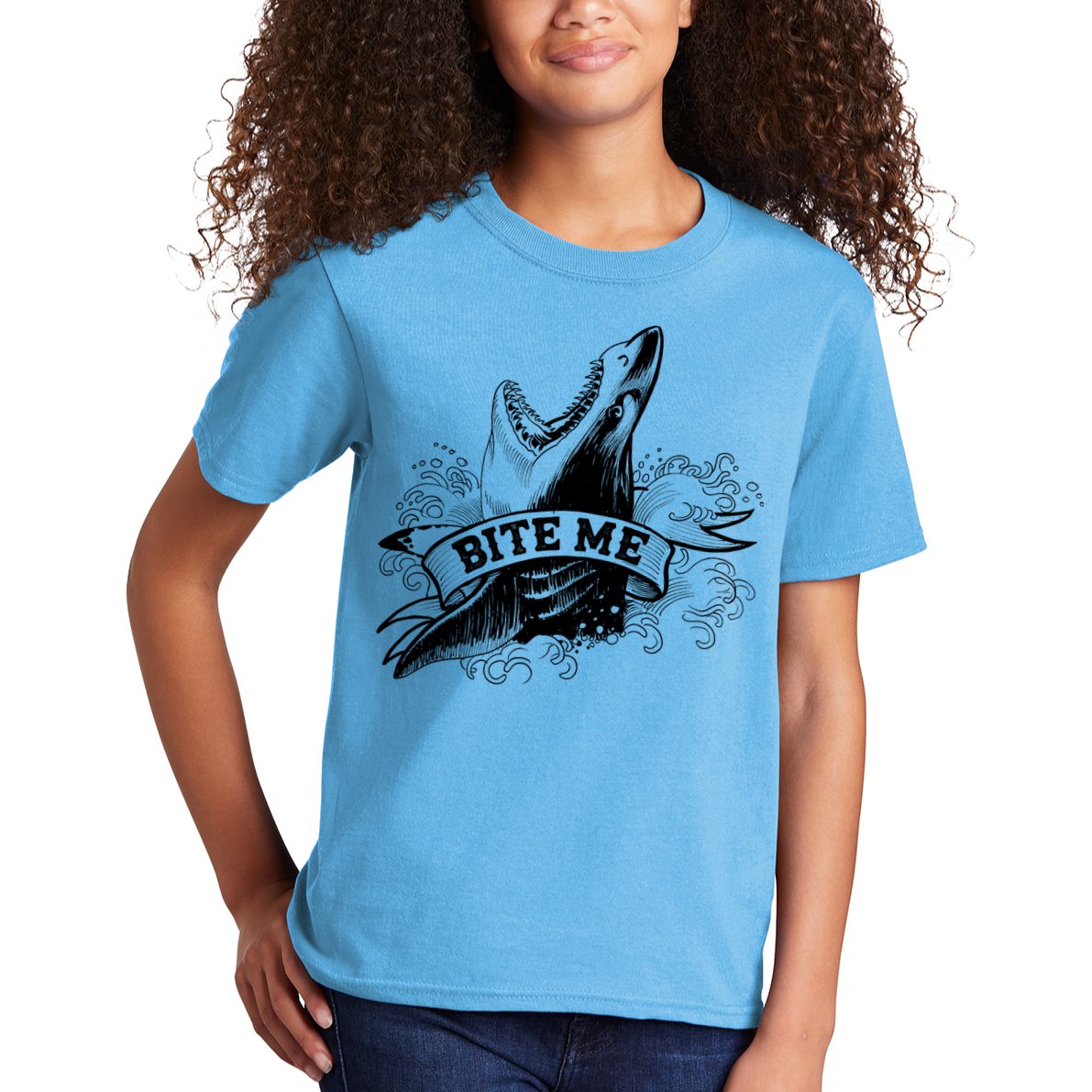 Vintage Tattoo Bite Me Shark Kids T-Shirt