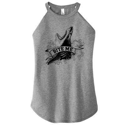 Vintage Tattoo Bite Me Shark Women's Perfect Tri Rocker Tank