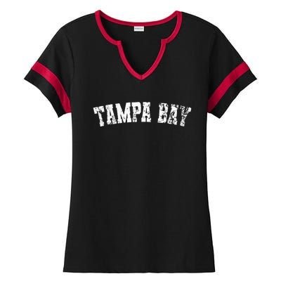 Vintage Tampa Bay Florida Distressed Bold White Text Apparel Ladies Halftime Notch Neck Tee