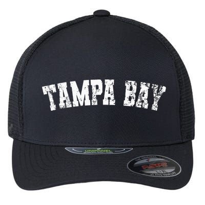 Vintage Tampa Bay Florida Distressed Bold White Text Apparel Flexfit Unipanel Trucker Cap