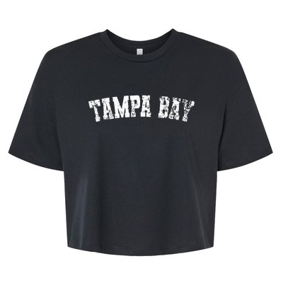 Vintage Tampa Bay Florida Distressed Bold White Text Apparel Bella+Canvas Jersey Crop Tee