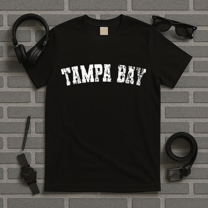 Vintage Tampa Bay Florida Distressed Bold White Text Apparel T-Shirt