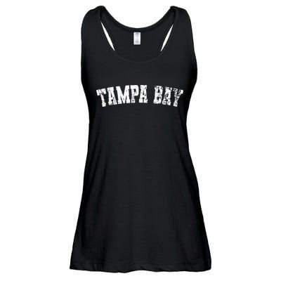Vintage Tampa Bay Florida Distressed Bold White Text Apparel Ladies Essential Flowy Tank