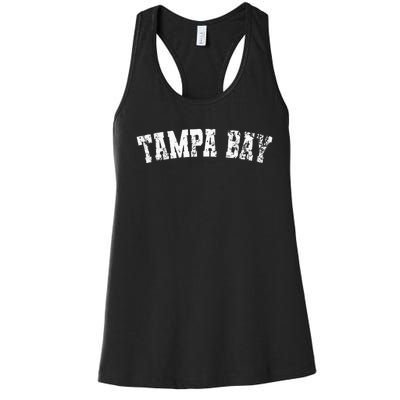 Vintage Tampa Bay Florida Distressed Bold White Text Apparel Women's Racerback Tank