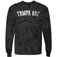 Vintage Tampa Bay Florida Distressed Bold White Text Apparel Tie-Dye Long Sleeve Shirt