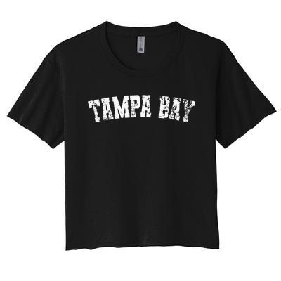 Vintage Tampa Bay Florida Distressed Bold White Text Apparel Women's Crop Top Tee