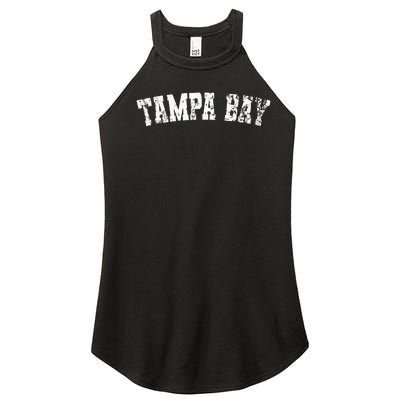 Vintage Tampa Bay Florida Distressed Bold White Text Apparel Women’s Perfect Tri Rocker Tank