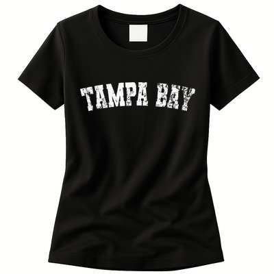 Vintage Tampa Bay Florida Distressed Bold White Text Apparel Womens T-Shirt