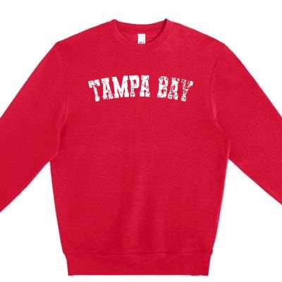 Vintage Tampa Bay Florida Distressed Bold White Text Apparel Premium Crewneck Sweatshirt