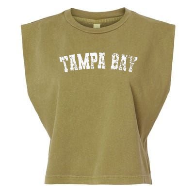 Vintage Tampa Bay Florida Distressed Bold White Text Apparel Garment-Dyed Women's Muscle Tee