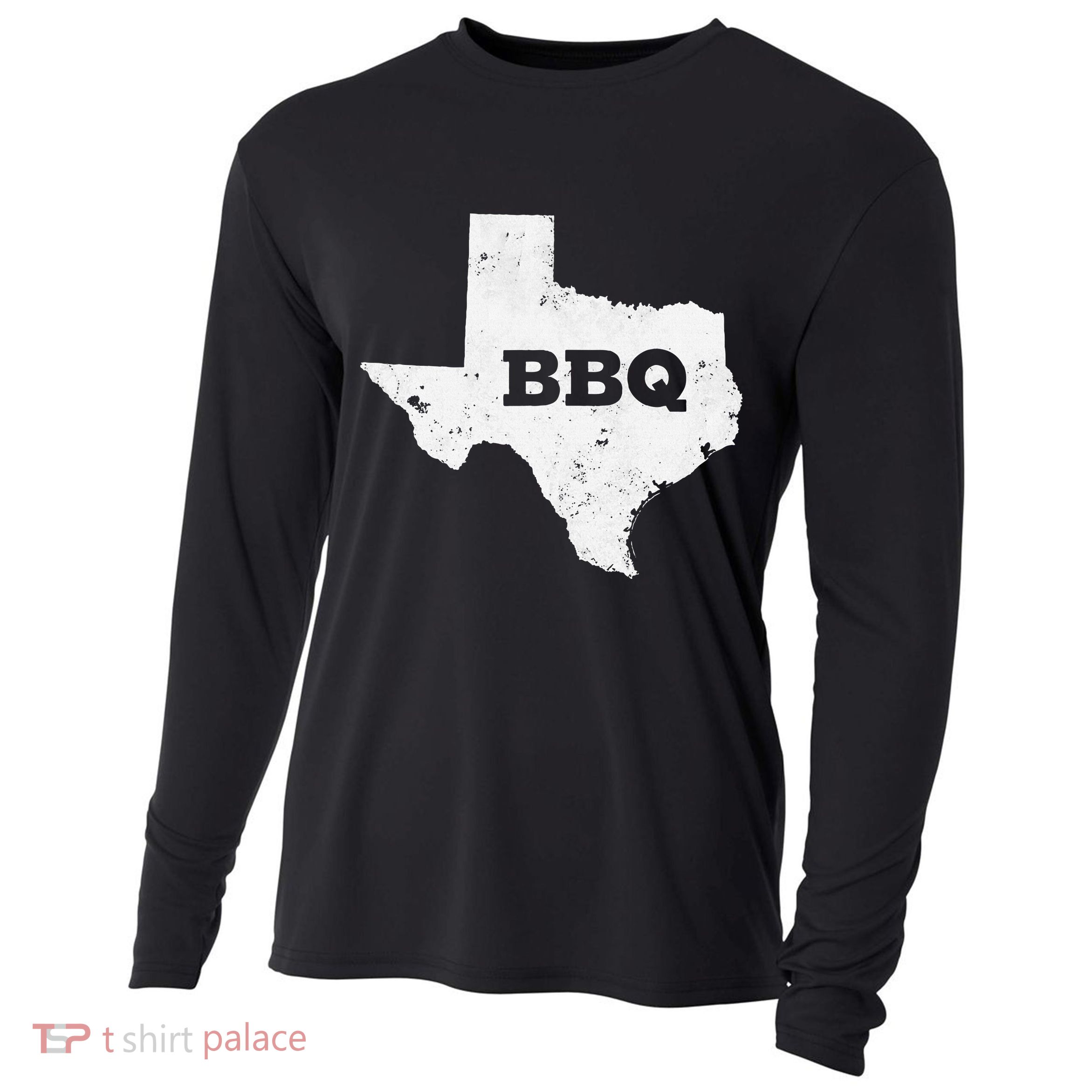 Vintage Texas Bbq State Of Texas Barbecue Cooling Performance Long Sleeve Crew