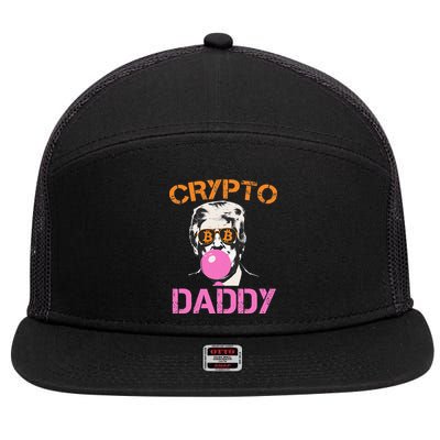 Vintage Trump Bitcoin Daddy Crypto Sarcasm Investment Squad 7 Panel Mesh Trucker Snapback Hat