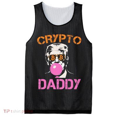 Vintage Trump Bitcoin Daddy Crypto Sarcasm Investment Squad Mesh Reversible Basketball Jersey Tank