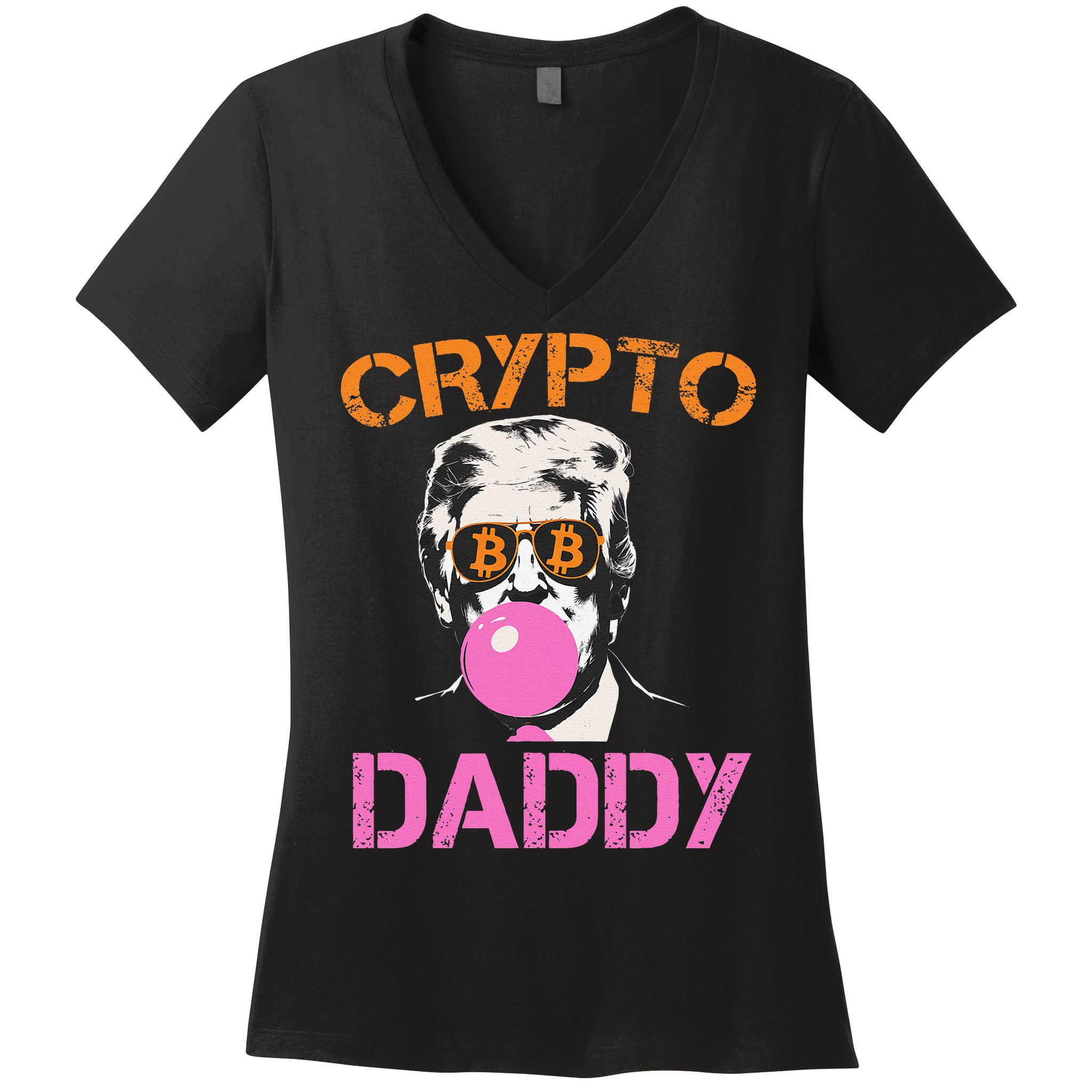Vintage Trump Bitcoin Daddy Crypto Sarcasm Investment Squad Women's V-Neck T-Shirt