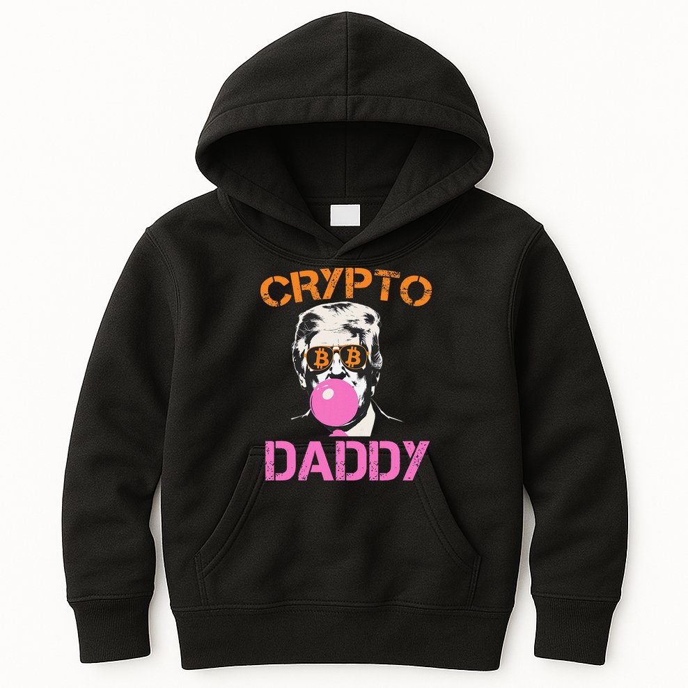 Vintage Trump Bitcoin Daddy Crypto Sarcasm Investment Squad Kids Hoodie