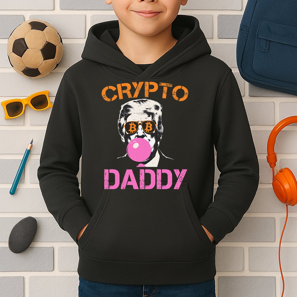 Vintage Trump Bitcoin Daddy Crypto Sarcasm Investment Squad Kids Hoodie