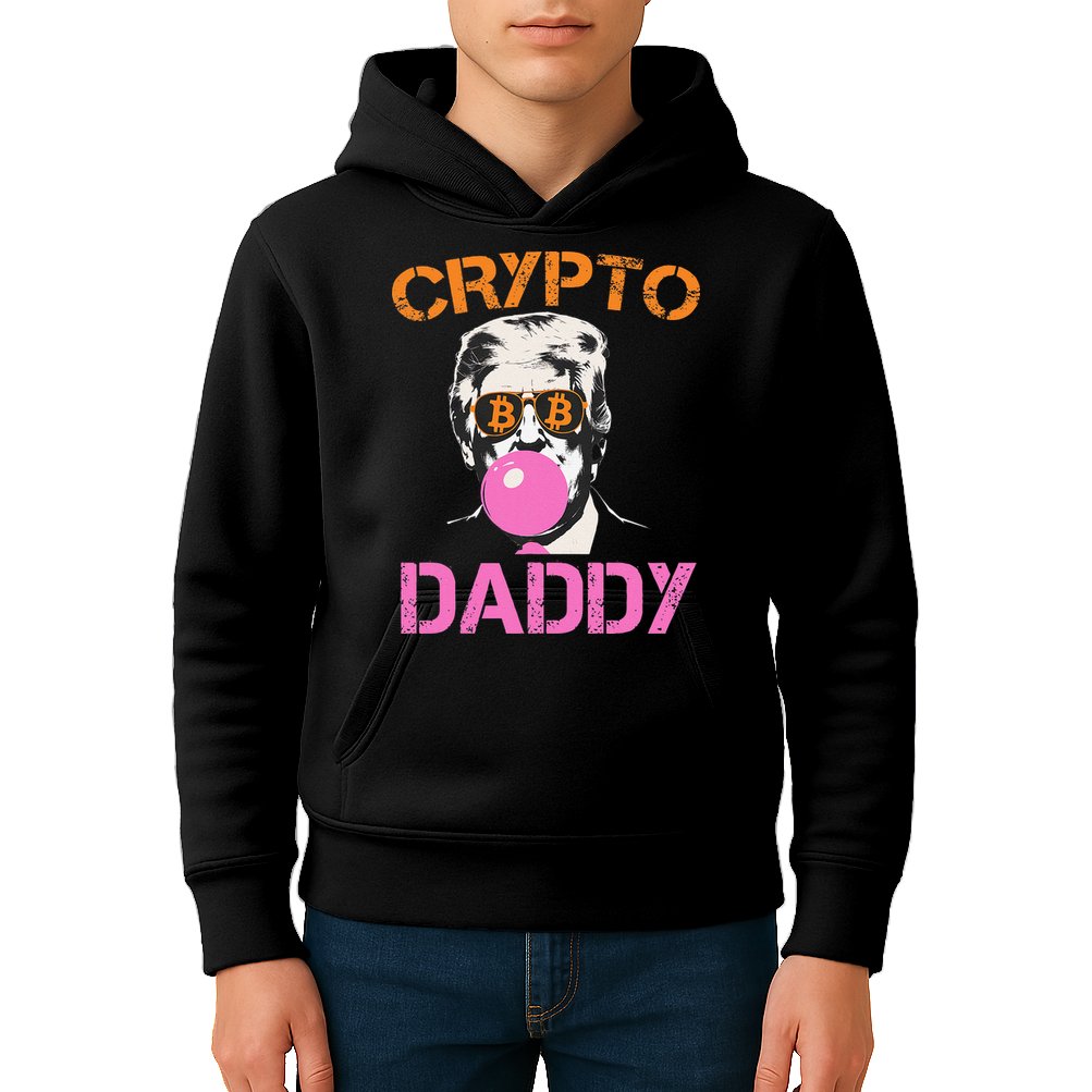Vintage Trump Bitcoin Daddy Crypto Sarcasm Investment Squad Kids Hoodie